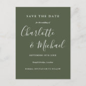 シンプル署名ウェディング日付カードの保存 ポストカード (正面)