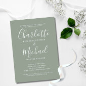 シンプル署名スクリプトセージ婚約パーティ 招待状