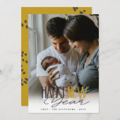 シンプル署名スクリプト新年おめでとう シーズンカード (正面/裏面)