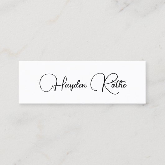 シンプル署名スクリプト白黒ビジネス スキニー名刺 (正面)