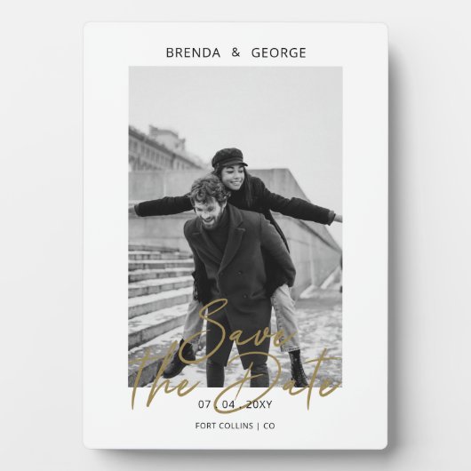 シンプル署名ミニマリスト写真保存日 フォトプラーク (正面)