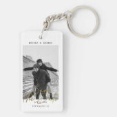 シンプル署名ミニマル写真日付の保存 キーホルダー (裏面)