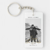 シンプル署名ミニマル写真日付の保存 キーホルダー (正面)