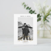 シンプル署名ミニマル写真日付の保存 案内ポストカード (スタンド正面)