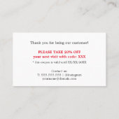 シンプル美しいエレガントサロンありがとう 割引カード (裏面)