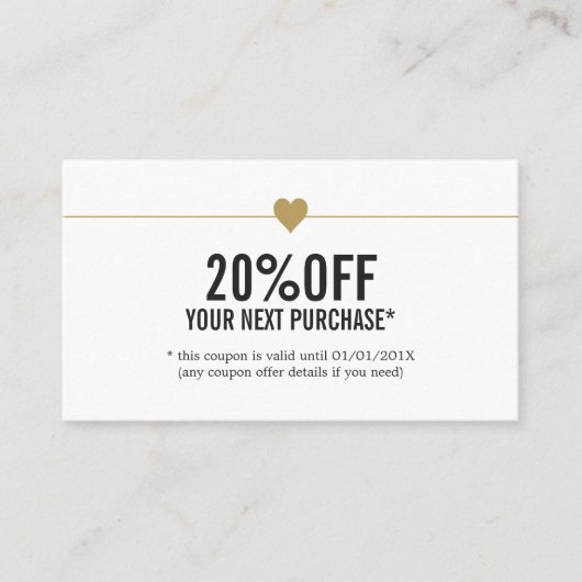 シンプル美しいエレガントサロンクーポン 割引カード (正面)