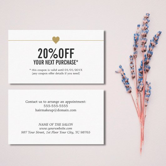 シンプル美しいエレガントサロンクーポン 割引カード