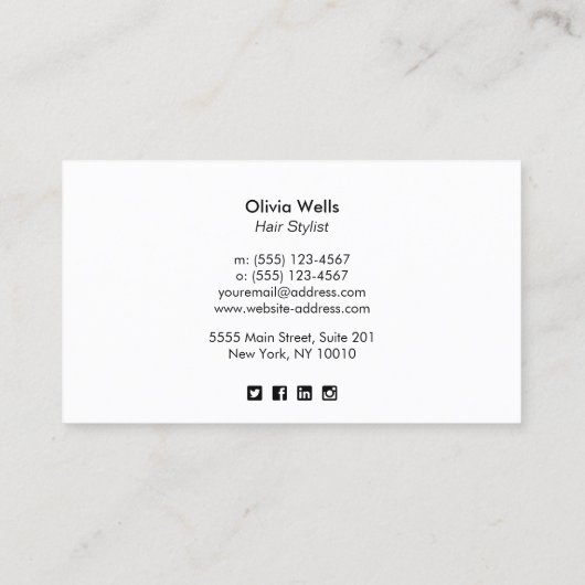 シンプル美しい白サロンフォトカードの追加 名刺 (裏面)