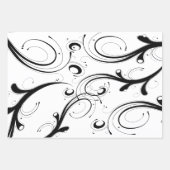 シンプル美しい白黒の巻き物P ラッピングペーパーシート (正面)