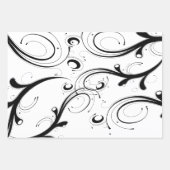 シンプル美しい白黒の巻き物P ラッピングペーパーシート (正面3)