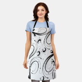 シンプル美しい白黒スクロール エプロン (着用した状態)