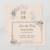 シンプル美的な冬の結婚式 セーブザデート (正面/裏面)