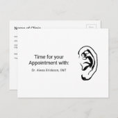 シンプル耳鼻耳鼻咽喉科アポイントメント ポストカード (正面/裏面)