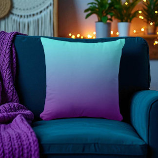 シンプル背景グラデーションターコイズ青紫 クッション