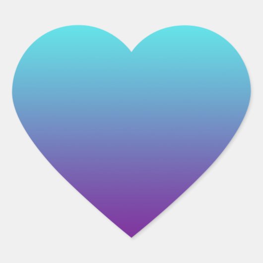 シンプル背景グラデーションターコイズ青紫 ハートシール (正面)