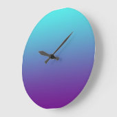 シンプル背景グラデーションターコイズ青紫 ラージ壁時計 (傾斜)