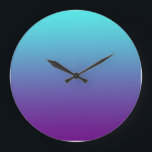 シンプル背景グラデーションターコイズ青紫 ラージ壁時計<br><div class="desc">のシンプル背景のグラデーションのブレンドターコイズと深いの紫。</div>