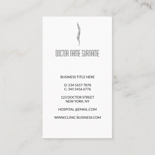 シンプル脊椎整形外科 名刺 (裏面)