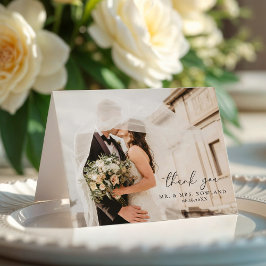 シンプル脚本と写結婚真 サンキューカード