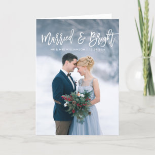 シンプル脚本のクリスマス結婚発表 サンキューカード