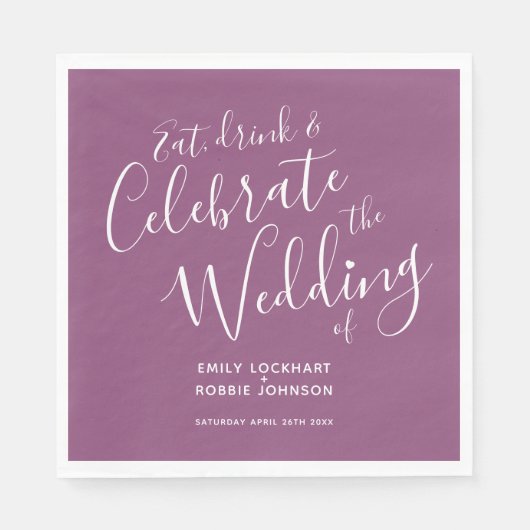 シンプル脚本の桑と白結婚のナプキン スタンダードランチョンナプキン (正面)