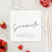 シンプル脚本の白黒の卒業パーティー スタンダードランチョンナプキン (インサイチュ)