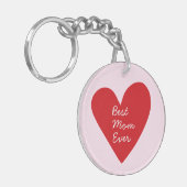シンプル脚本赤いハートママ最高のーエバーマザーズ・デイ キーホルダー (正面左)