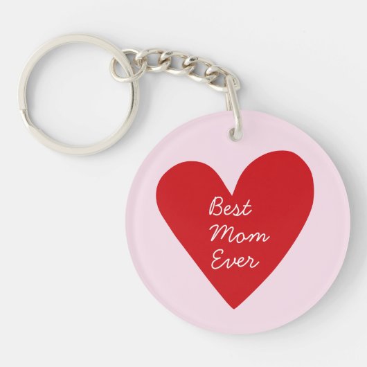 シンプル脚本赤いハートママ最高のーエバーマザーズ・デイ キーホルダー (正面)