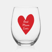シンプル脚本赤いハートママ最高のーエバーマザーズ・デイ ステムなしワイングラス (正面)