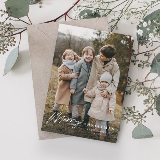シンプル脚本3写真メリークリスマス シーズンカード
