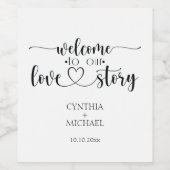 シンプル脚本「愛の物語」結婚の ワインラベル (シングルラベル)