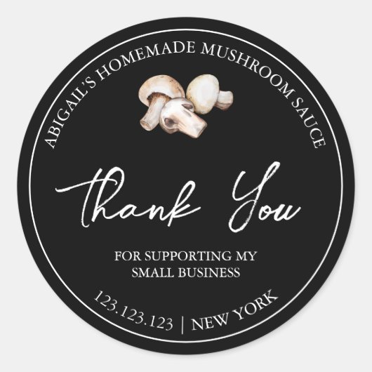 シンプル自家製きのこソースありがとうラベル ラウンドシール (正面)