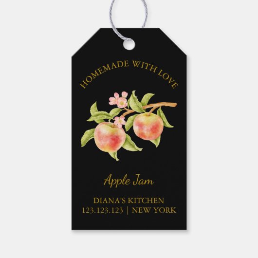 シンプル自家製アップルジャつるムラベルlブラック ギフトタグ (正面)