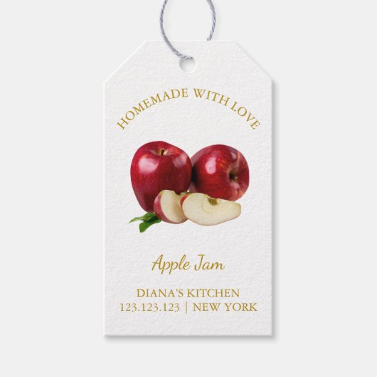 シンプル自家製アップルジャつるムラベルLホワイト ギフトタグ (正面)