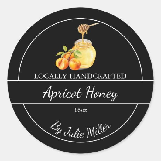 シンプル自家製アプリコット注入ハニーラベル ラウンドシール (正面)