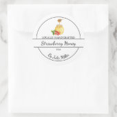 シンプル自家製イチゴ入り蜂蜜ラベル ラウンドシール (バッグ)