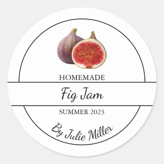 シンプル自家製イチジクのジャムラベル ラウンドシール (正面)