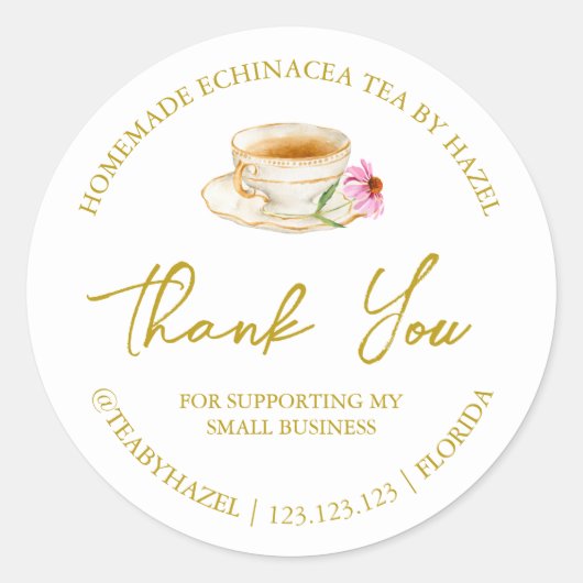 シンプル自家製エキナセアティーサンキューラベル ラウンドシール (正面)