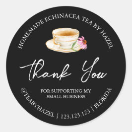 シンプル自家製エキナセアティーサンキューラベル ラウンドシール