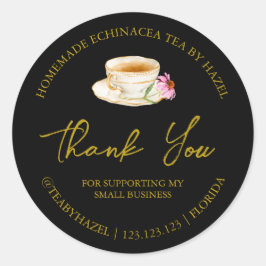 シンプル自家製エキナセアティーサンキューラベル ラウンドシール