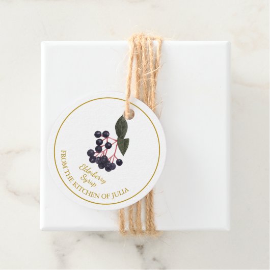 シンプル自家製エルダーベリーシロップつるラベル フェイバータグ (インサイチュ)