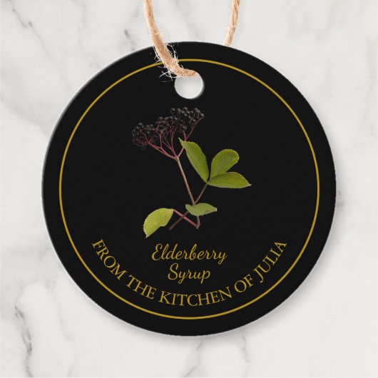 シンプル自家製エルダーベリーシロップつるラベル フェイバータグ (正面)