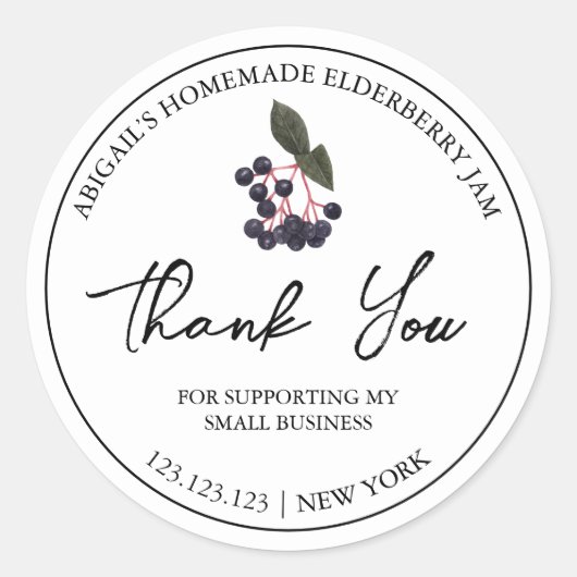 シンプル自家製エルダーベリージャムサンキューラベル ラウンドシール (正面)