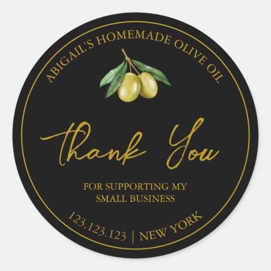 シンプル自家製オリーブ油サンキューラベル ラウンドシール (正面)