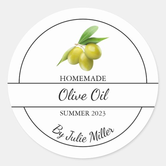 シンプル自家製オリーブ油ラベル ラウンドシール (正面)