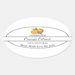 シンプル自家製オレンジエキストラベル 楕円形シール