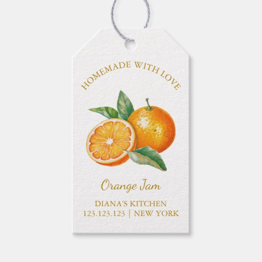 シンプル自家製オレンジジャムつるラベルLホワイト ギフトタグ (正面)