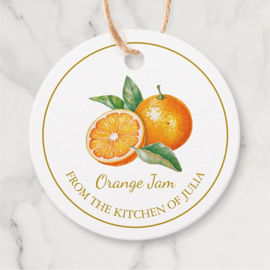 シンプル自家製オレンジジャムつるラベルLホワイト フェイバータグ (正面)