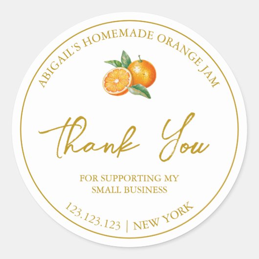 シンプル自家製オレンジジャムサンキューラベル ラウンドシール (正面)