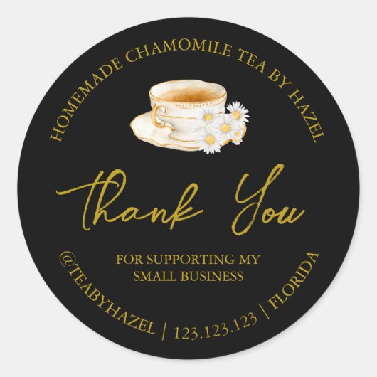 シンプル自家製カモミール茶サンキューラベル ラウンドシール (正面)